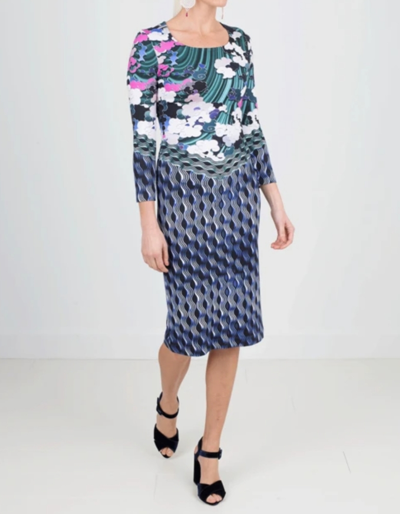 Mary Katrantzou Blue Cloud Print Jersey Dress.